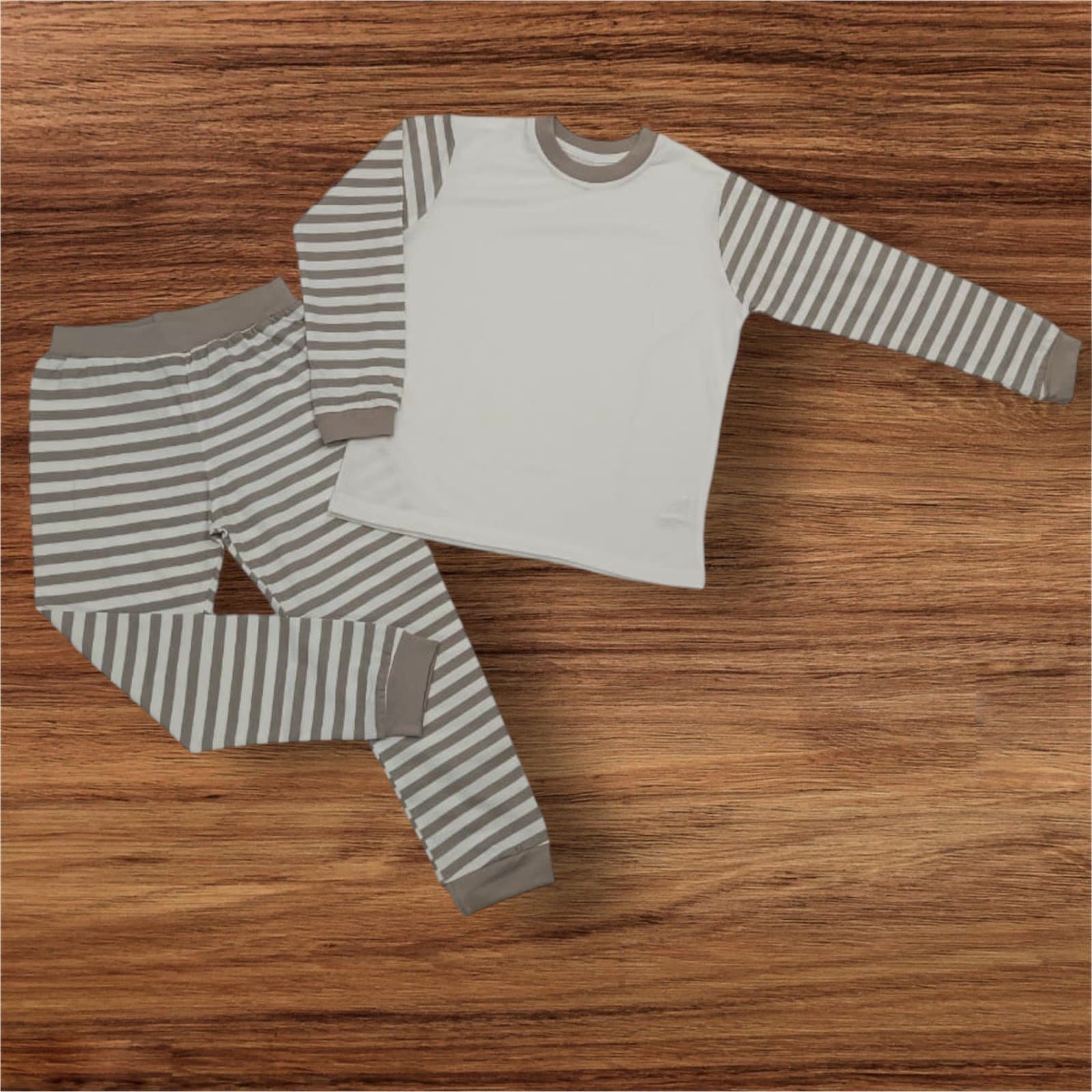 Beige Stripes PJs – Adults