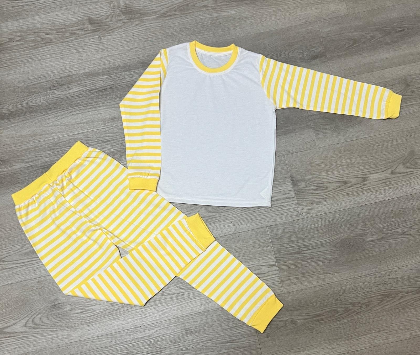 Pastel Yellow Stripes PJs – Kids