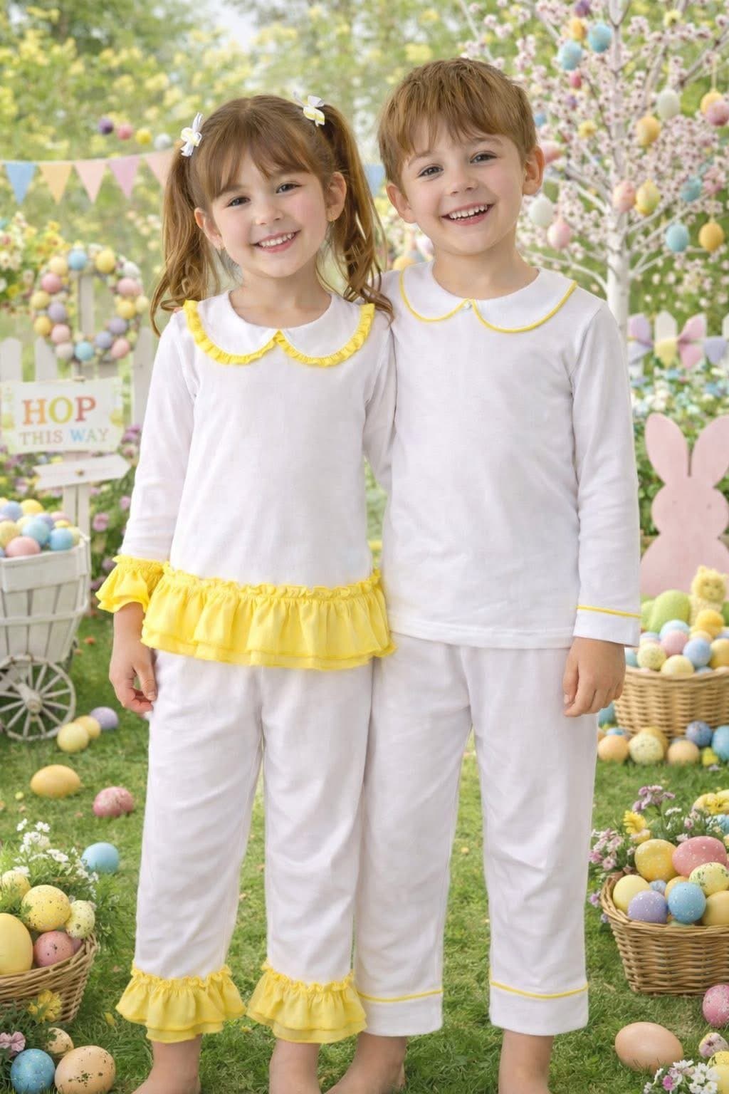 Yellow and White Cotton PJs